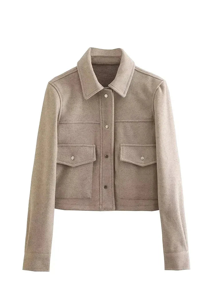 Jackets Womens Autumn Fashion Solid Front Pockets Button Long Sleeve Jacket Elegant Woman Casual Outerwear Coat-Dollar Bargains Online Shopping Australia