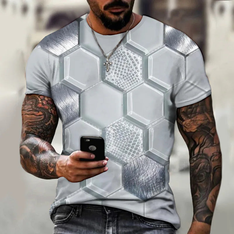 3D T Shirt For Men Fashion Hip Hop O-neck Short Sleeve Tops Abstract Harajuku Men's T-shirts Oversized Tees Shirt Man Clothing