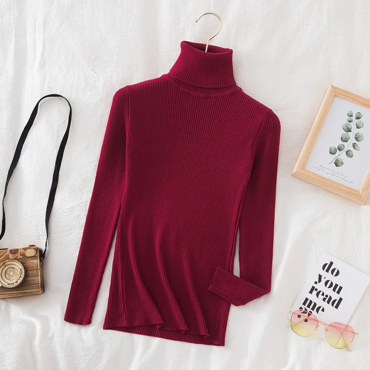 Women Turtleneck Sweater Knitted Soft Pullovers cashmere Jumpers Basic Solid Soft Sweaters Women Autumn Winter Casual Top-Dollar Bargains Online Shopping Australia