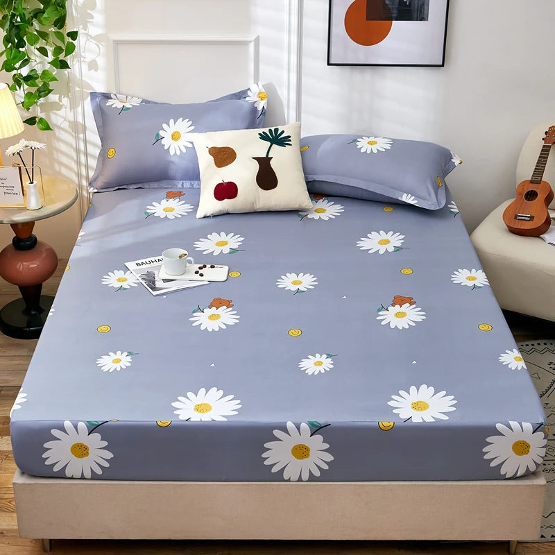 Cartoon Bear Bedding Fitted Sheet Only(no pillowcase) Elastic Band Around Mattress Cover King Size Bed Cover