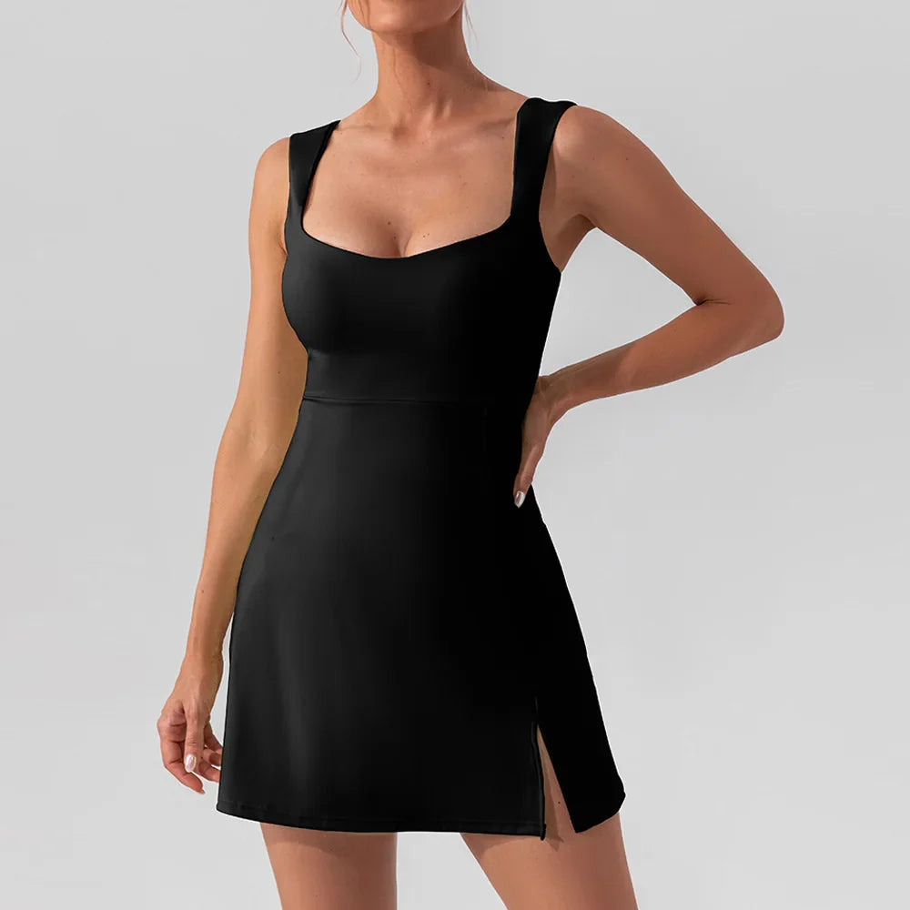Women New Solid Sleeveless Tennis Dress Racerback Golf Dress Outfit Sportswear Dresses-Dollar Bargains Online Shopping Australia