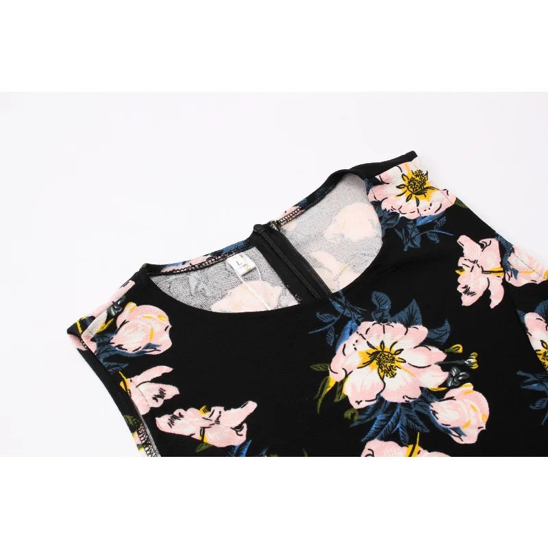 Women long Dress clothing Floral robe Retro Swing Casual Vintage Dresses