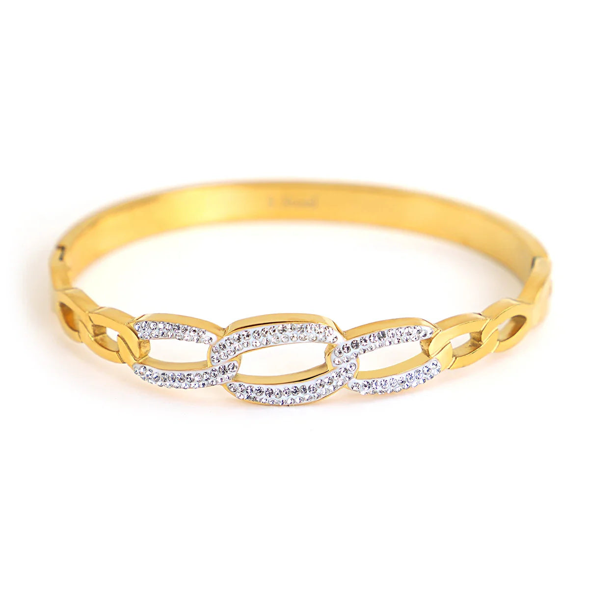 Chic Green Zircon Stainless Steel Bangle Bracelets for Women Charm Texture Simple Gold Color Accessories-Dollar Bargains Online Shopping Australia