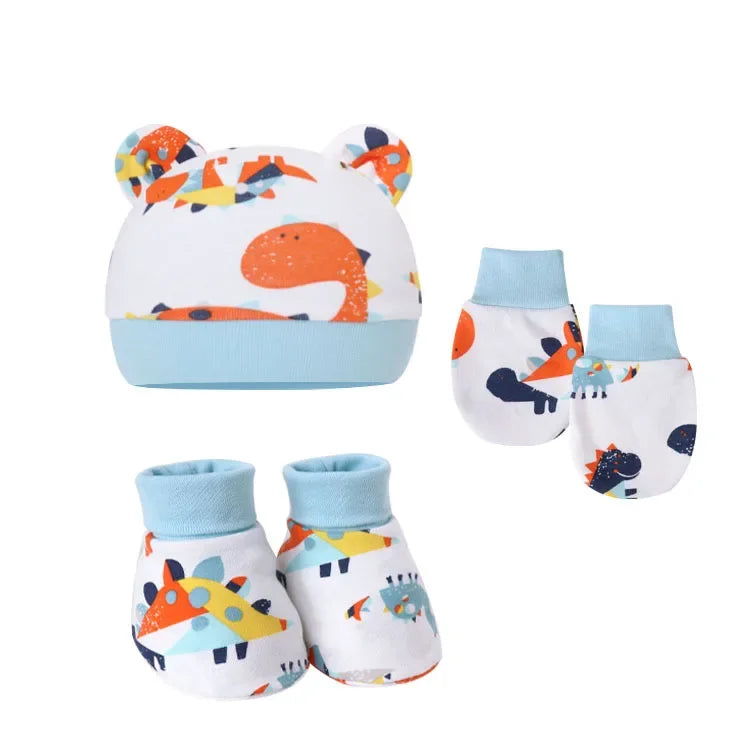 5pcs Baby Cartoon Anti-scratch Gloves Hat Foot Cover Set Handguard Cotton Mittens Beanie Socks Kit for Infant Newborn Headwear-Dollar Bargains Online Shopping Australia