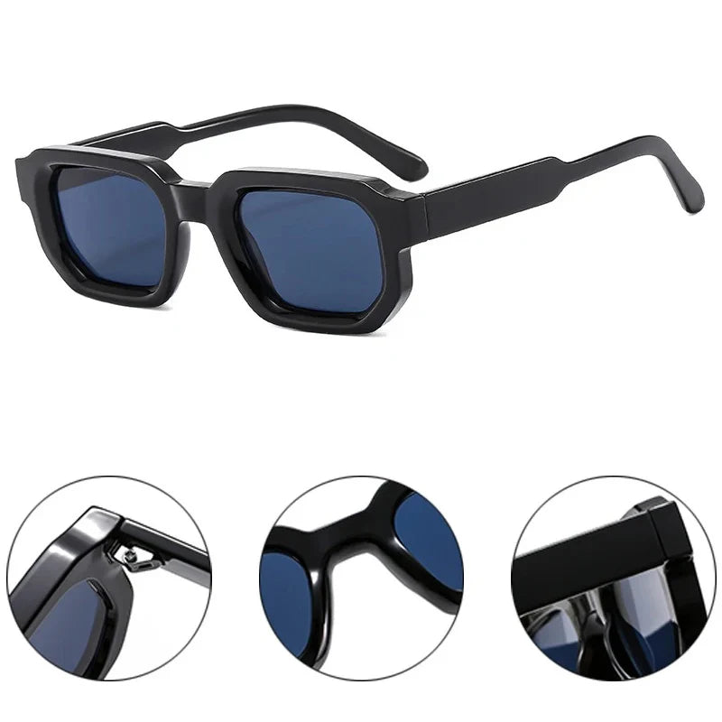 Square Sunglasses Women Shades UV400 Vintage Blue Tea Punk Men Sun Glasses