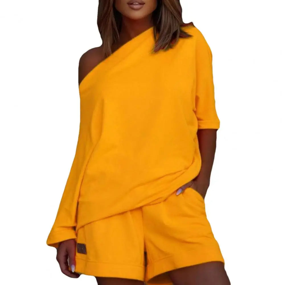 2 Pcs/Set Trendy Women Tracksuit Short Pants Women Shorts Set Pullover Young Style Women Tracksuit Set Energetic-Dollar Bargains Online Shopping Australia