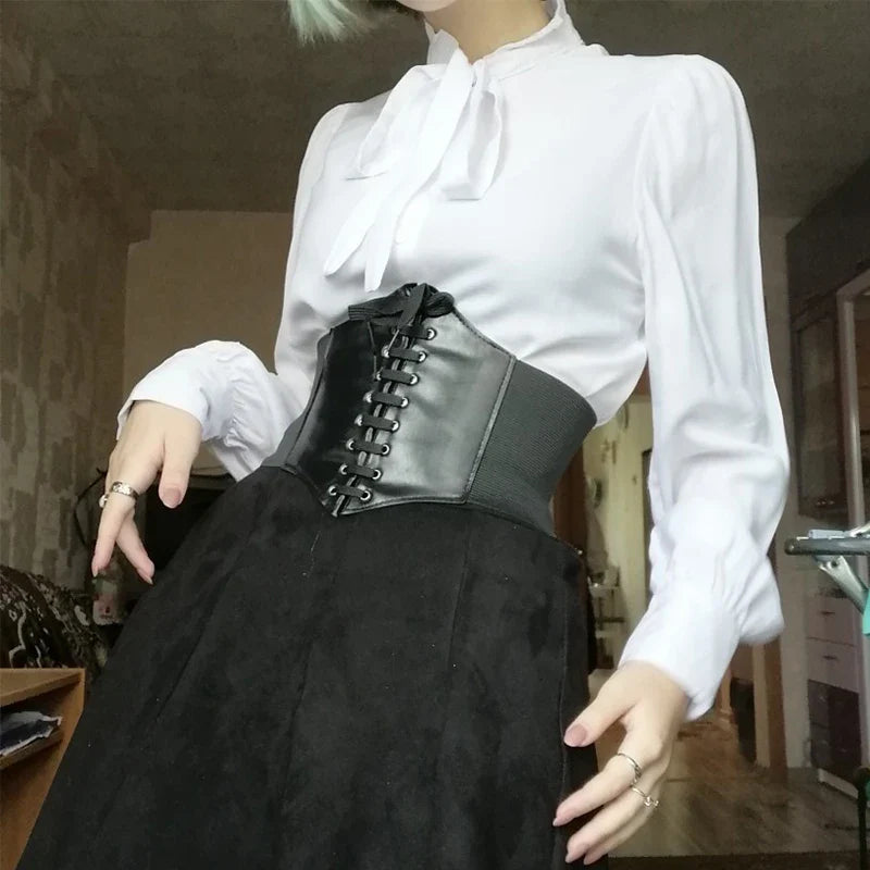 Fashion Corset Wide Belts Pu Leather Slimming Body Waistband Women Elastic Waist Belt