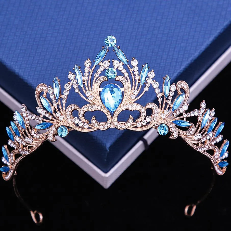 6 Colors Elegant Girls Crystal Tiara Crown For Women Party Wedding Princess Rhinestone Bridal Crown Hair Jewelry