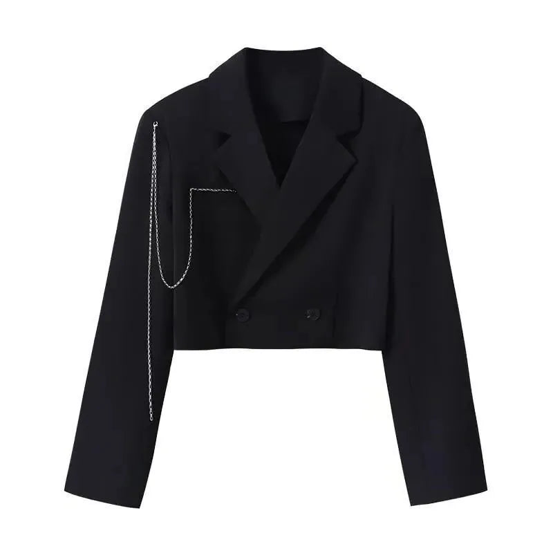 Women's Blazers Casual Chic Short Suit Jacket Female Long Sleeve Solid Autumn Winter Elegant Office Lady Tops