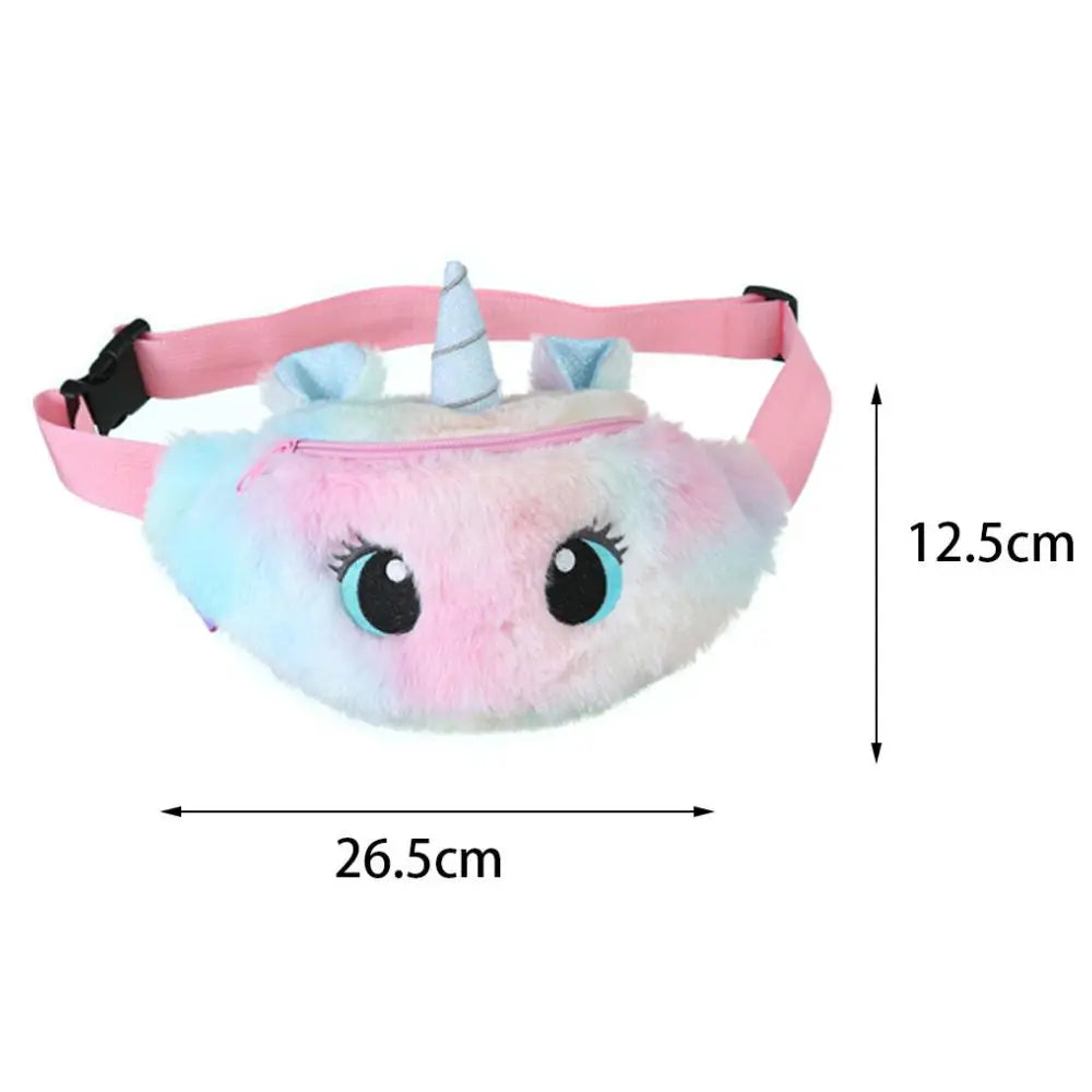 Children's Fanny Pack Cute Unicorn Plush Toys Belt Gradient Color Chest Bag Cartoon Coin Purse Travel Chest Bag Girls Waist Bag