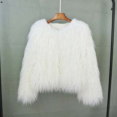 Fur Coats Women Autumn Winter Top Fashion Pink Faux Fur Coat Elegant Thick Warm Faux Fur Jackets-Dollar Bargains Online Shopping Australia