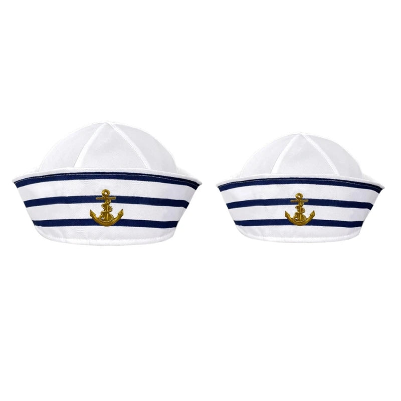 Unisex Adult Yacht Boat Ship Sailor Hat with Anchor Print Captain Hat Costume Hat Navy Style Marine Cosplay Teenager Hat