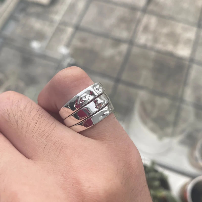 Eye Rings For Women Men Stainless Steel Gold Color Vintage Face Ring Sets Luxury y2k Aesthetic Jewelry