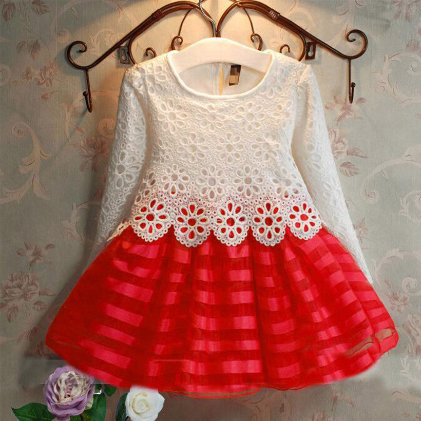 girl dress elsa lace dress stripe christmas girls clothes for 2-7Y princess girl party dress