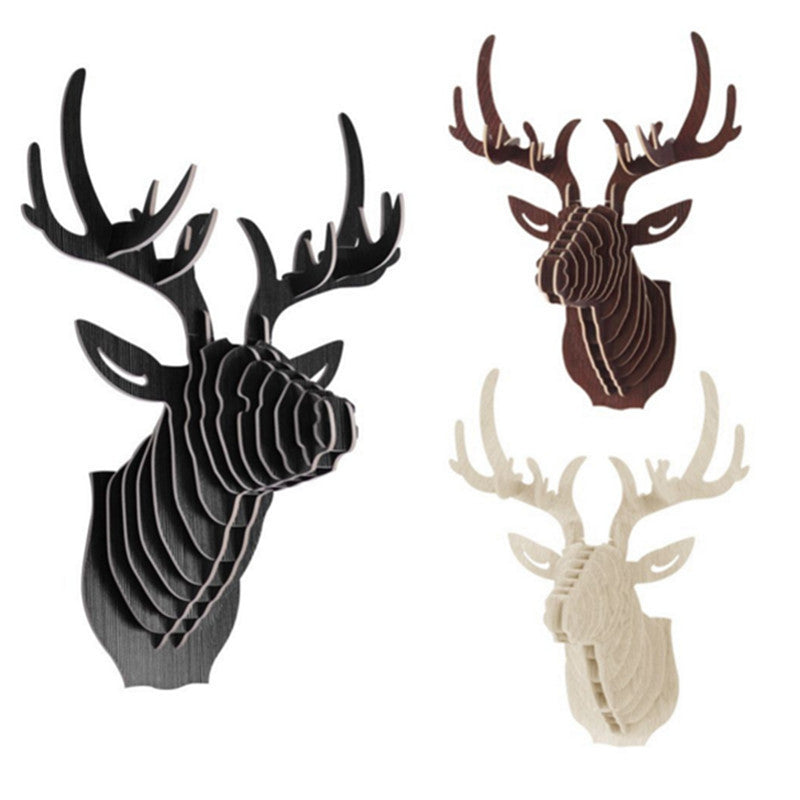 Online discount shop Australia - 3D Puzzle Wooden DIY Model Wall Hanging deer Head elk deer head wood gifts craft Home decoration Animal Wildlife