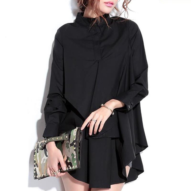 Women Blouses Women Tops Shirt Black White Long-sleeve Shirt Female Shirt