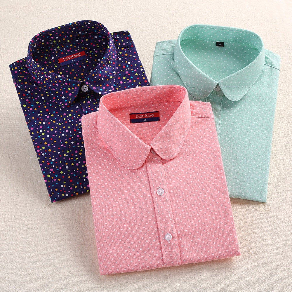 Red Polka Dot Shirt Dots Women Shirts Bohemia Long Sleeve Blouses Polka Dot White Women Shirts Blouses