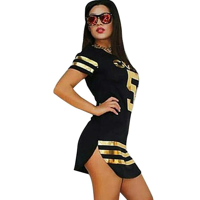Women Side Split Shirts Style Letter Black T Shirt split side Tshirt Plus Size Women Clothing TS5092
