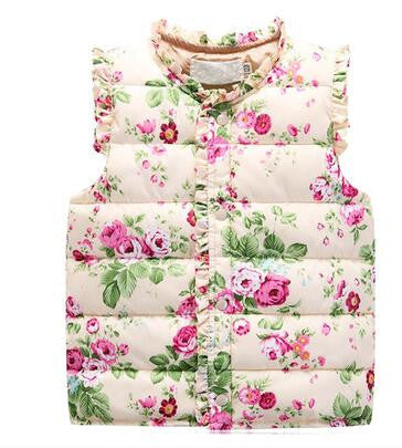 Online discount shop Australia - High Quality Children's Jackets Sweet Floral Down Cotton Warm Girls Vest Kids Waistcoat Baby Girl Clothes 2-7