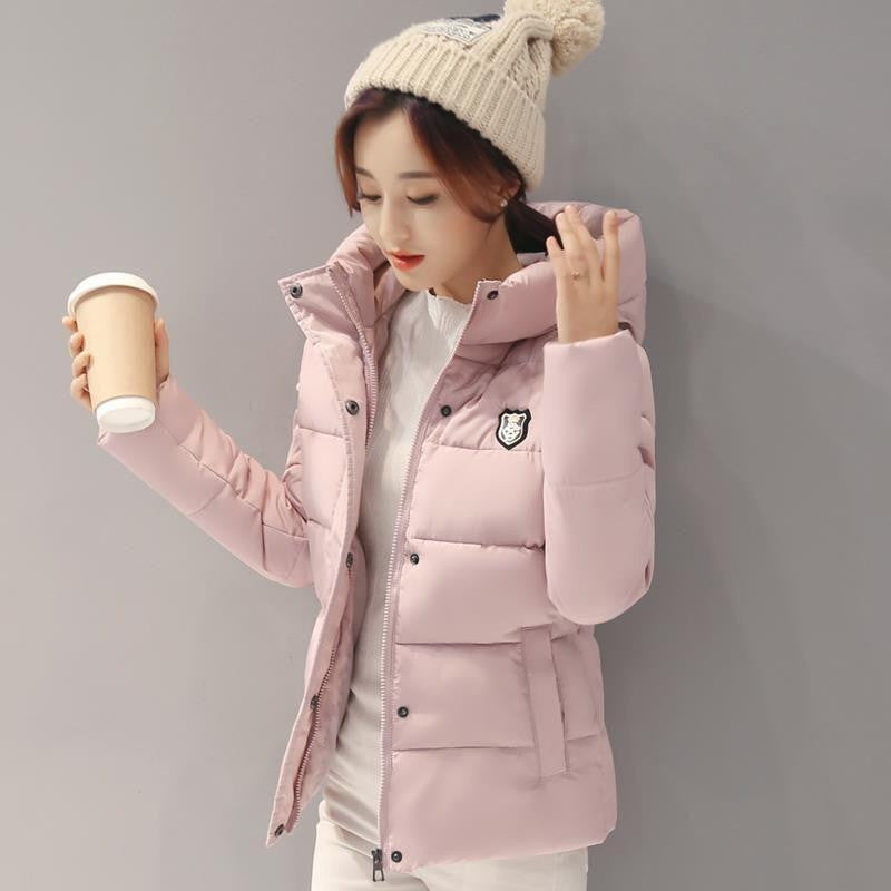 Woman Hooded Down jacket Warm Thick Coat Slim Thin Cotton jacket Large size High- Cotton coat AB72