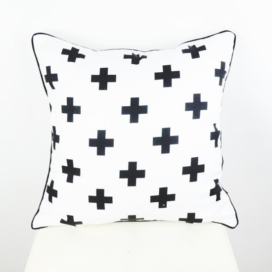 Online discount shop Australia - 45*45 cm Black White Swiss Cross Decorative Throw Cushion Cover Pillow Case for Bedding Sofa