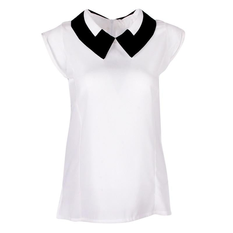 White Black Blue Women Loose Casual Sleeveless Chiffon Blouse