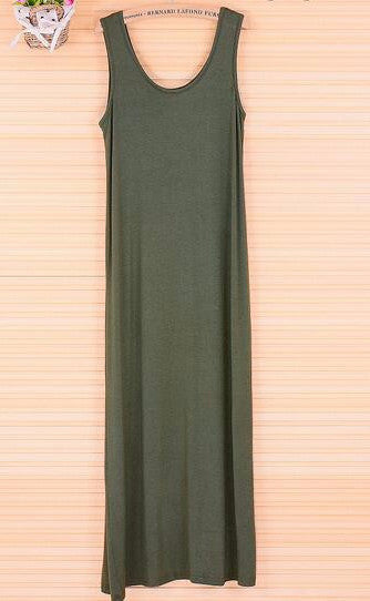 Online discount shop Australia - Dress Sexy Women Maxi Dress Solid O-neck Sleeveless Modal Casual Dress Elegant Evening Party Long Dresses Vestidos
