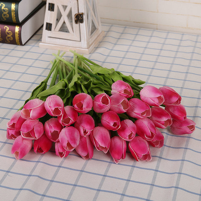 Online discount shop Australia - 31pcs/lot Tulip Artificial Flower PU artificial bouquet Real touch flowers For Home Wedding decorative flowers & wreaths
