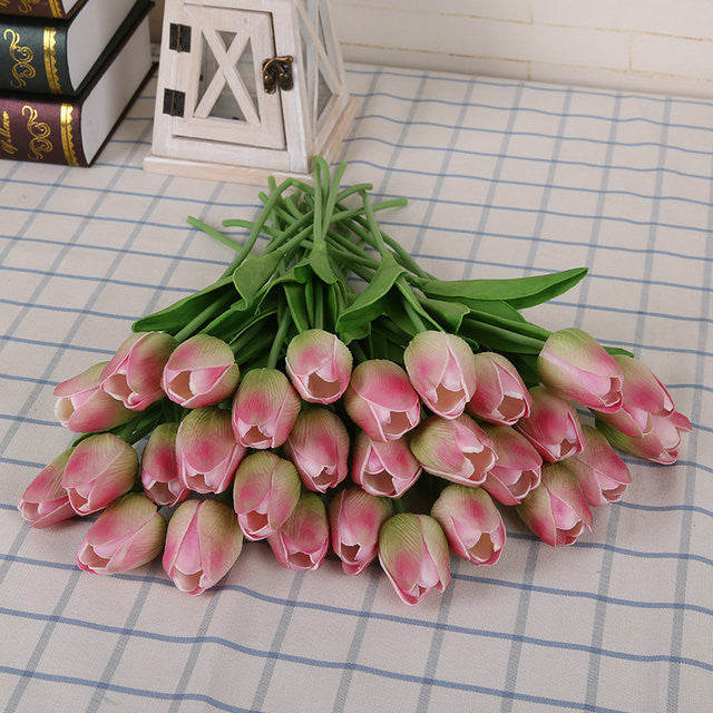 Online discount shop Australia - 31pcs/lot Tulip Artificial Flower PU artificial bouquet Real touch flowers For Home Wedding decorative flowers & wreaths