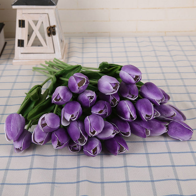 Online discount shop Australia - 31pcs/lot Tulip Artificial Flower PU artificial bouquet Real touch flowers For Home Wedding decorative flowers & wreaths