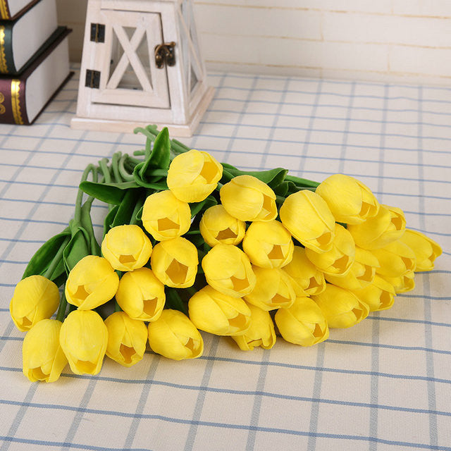 Online discount shop Australia - 31pcs/lot Tulip Artificial Flower PU artificial bouquet Real touch flowers For Home Wedding decorative flowers & wreaths