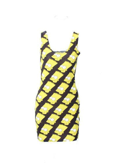 Women casual dress adventure time Tartan Red Neon simpsons print women dress bodycon punk dress