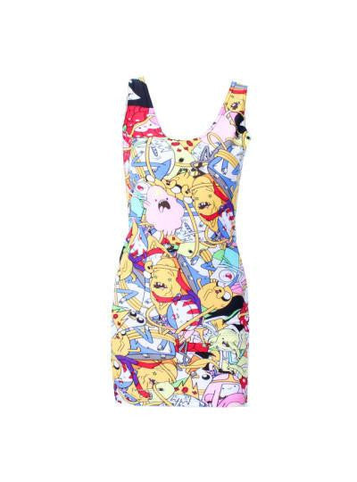Women casual dress adventure time Tartan Red Neon simpsons print women dress bodycon punk dress