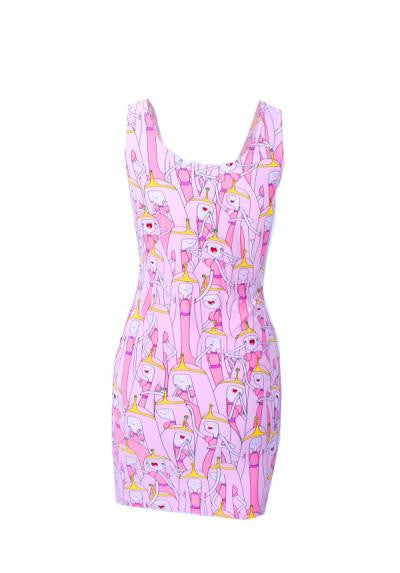 Women casual dress adventure time Tartan Red Neon simpsons print women dress bodycon punk dress