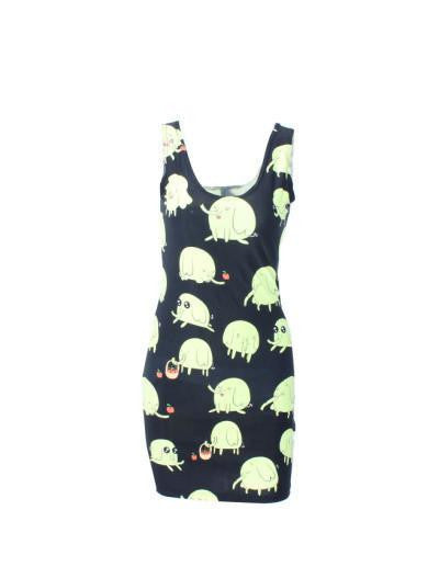 Women casual dress adventure time Tartan Red Neon simpsons print women dress bodycon punk dress