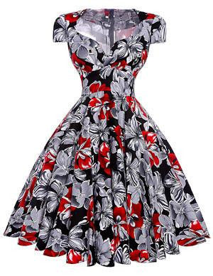Summer Dress Vintage Rockabilly Dresses Jurken 60s 50s Vintage Big Swing Floral Pinup Short Long Audrey Hepburn Dresses