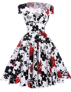 Summer Dress Vintage Rockabilly Dresses Jurken 60s 50s Vintage Big Swing Floral Pinup Short Long Audrey Hepburn Dresses