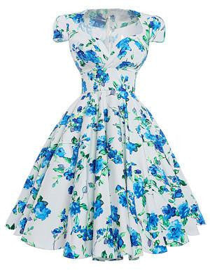 Summer Dress Vintage Rockabilly Dresses Jurken 60s 50s Vintage Big Swing Floral Pinup Short Long Audrey Hepburn Dresses