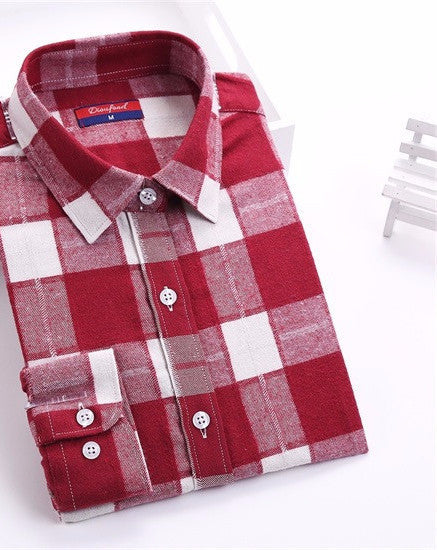 Plaid Shirt Women Cotton Blouse Long Sleeves Ladies Tops Turn-Down Collar Women Blouses Plus Size