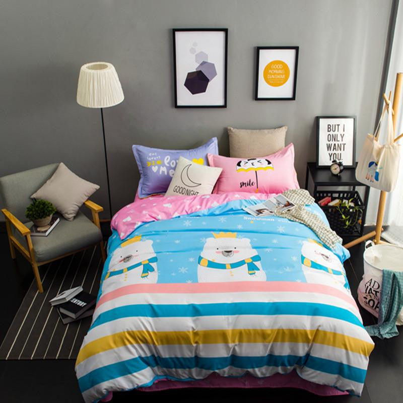 The Nordic style Bedding Set 4pcs Duvet Cover set twin Full queen size bed set printed sheet bed linen bedclothes Pillowcase