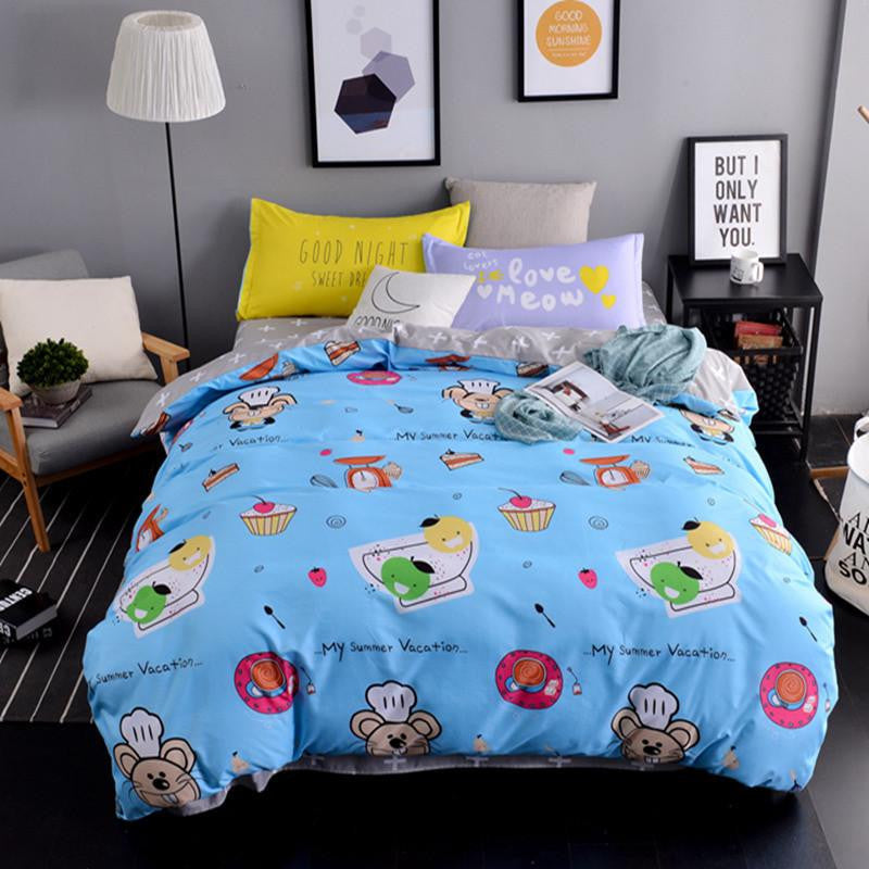 The Nordic style Bedding Set 4pcs Duvet Cover set twin Full queen size bed set printed sheet bed linen bedclothes Pillowcase