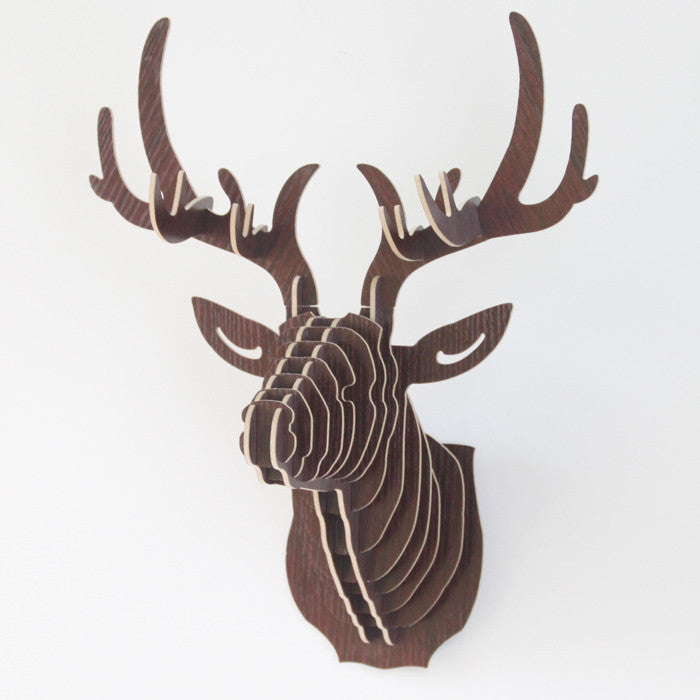 Online discount shop Australia - 3D Puzzle Wooden DIY Model Wall Hanging deer Head elk deer head wood gifts craft Home decoration Animal Wildlife