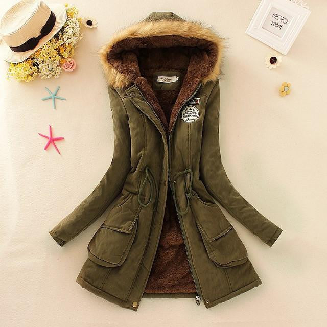 Women Coat Parka Casual Outwear Military Hooded Coat Woman Clothes Fur Coats Jacket Women