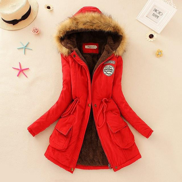 Women Coat Parka Casual Outwear Military Hooded Coat Woman Clothes Fur Coats Jacket Women