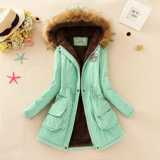 Women Coat Parka Casual Outwear Military Hooded Coat Woman Clothes Fur Coats Jacket Women