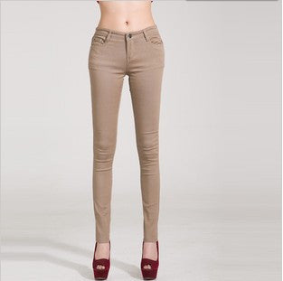 Online discount shop Australia - Fashion Pencil Jeans Woman Candy Colored Mid Waist Full Length Zipper Slim Fit Skinny Women Pants WKP004