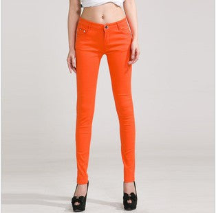 Online discount shop Australia - Fashion Pencil Jeans Woman Candy Colored Mid Waist Full Length Zipper Slim Fit Skinny Women Pants WKP004
