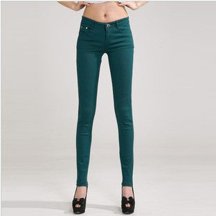 Online discount shop Australia - Fashion Pencil Jeans Woman Candy Colored Mid Waist Full Length Zipper Slim Fit Skinny Women Pants WKP004