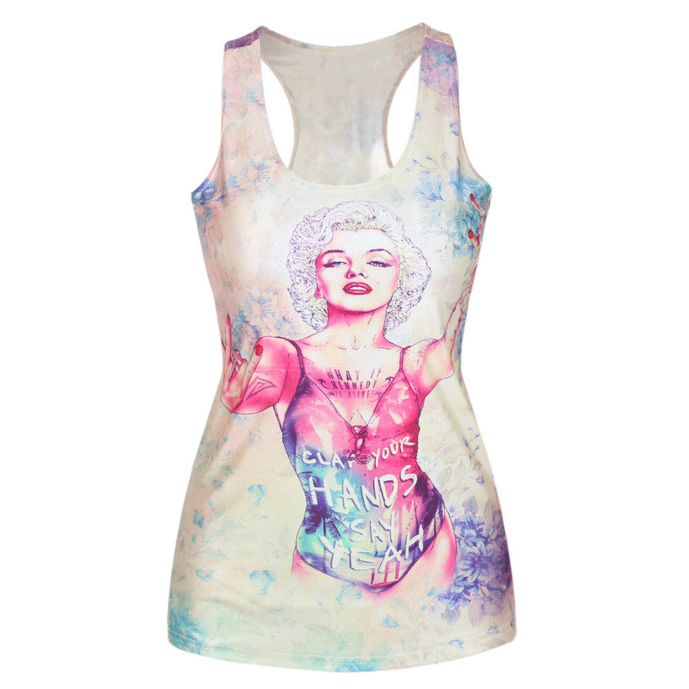 Women Summer Style T Shirt Punk Club Sleeveless Costume 3D T-Shirts Women Fashion Leisure Vest-Dollar Bargains Online Shopping Australia