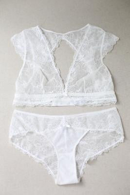 Transparent Lace Bra Set Deep V Lingerie Ultra-thin Bra Breifs Set Unlined women's underwear sets Full Soft Cup